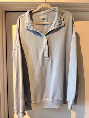aerie Light Blue Quarter-Snap Pullover Sweater